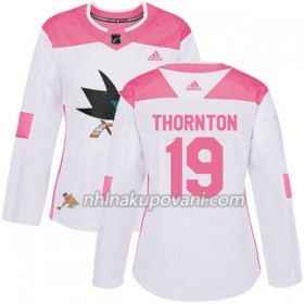 San Jose Sharks Dresy Joe Thornton 19 Bílá 2017-2018 Adidas Růžová Fashion Authentic - Dámské